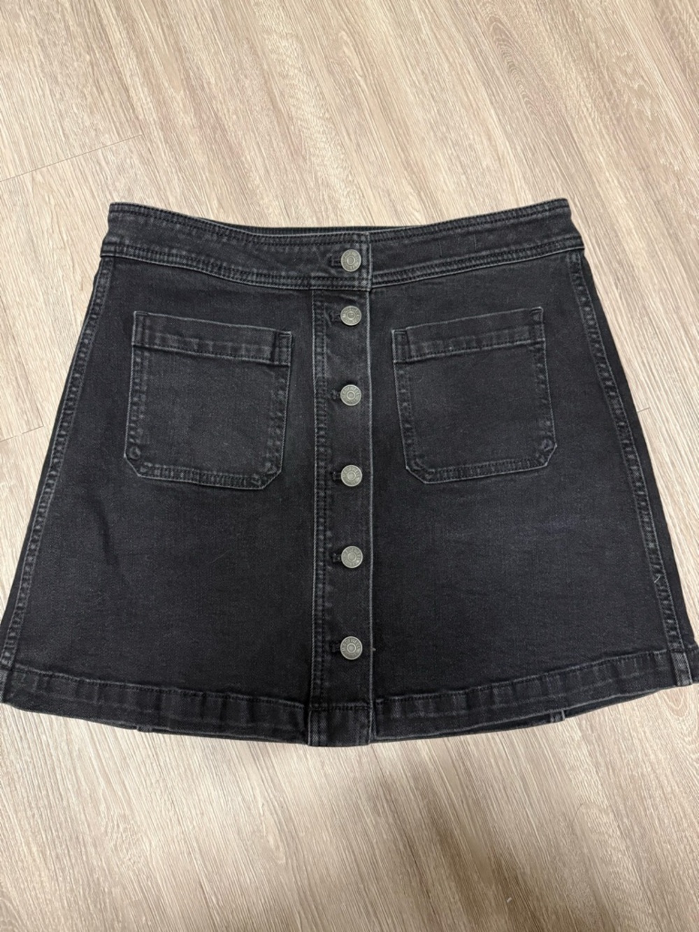 Madewell Black Button-Front Mini Skirt